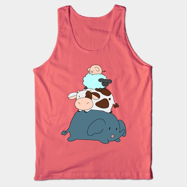 Elephant Cow Sheep Pig Stack Tank Top by saradaboru